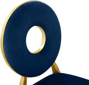 Carousel Velvet / Engineered Wood / Stainless Steel / Foam Contemporary Navy Velvet Dining Chair - 18" W x 23.5" D x 35" H