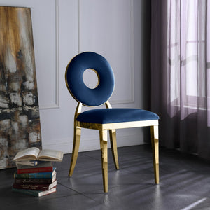 Carousel Velvet / Engineered Wood / Stainless Steel / Foam Contemporary Navy Velvet Dining Chair - 18" W x 23.5" D x 35" H
