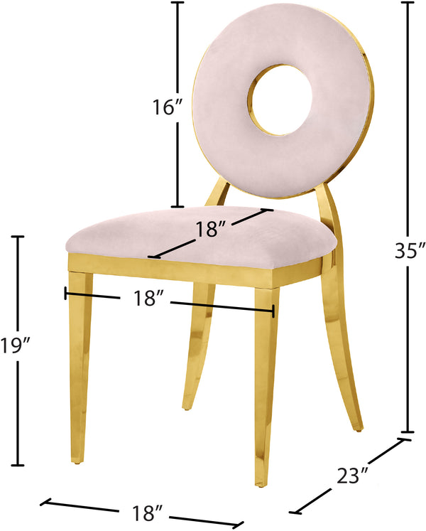 Carousel Velvet / Engineered Wood / Stainless Steel / Foam Contemporary Pink Velvet Dining Chair - 18" W x 23.5" D x 35" H