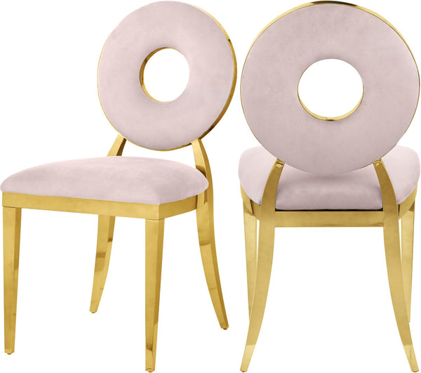 Carousel Velvet / Engineered Wood / Stainless Steel / Foam Contemporary Pink Velvet Dining Chair - 18" W x 23.5" D x 35" H
