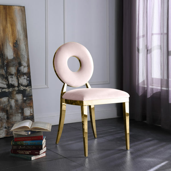 Carousel Velvet / Engineered Wood / Stainless Steel / Foam Contemporary Pink Velvet Dining Chair - 18" W x 23.5" D x 35" H