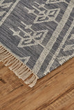 Savona Bohemian Geometric Flatweave Rug, Dusty Blue/Ivory, 9ft x 12ft Area Rug