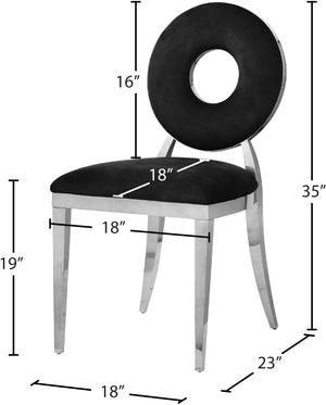 Carousel Velvet / Engineered Wood / Stainless Steel / Foam Contemporary Black Velvet Dining Chair - 18" W x 23.5" D x 35" H