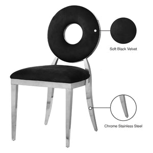Carousel Velvet / Engineered Wood / Stainless Steel / Foam Contemporary Black Velvet Dining Chair - 18" W x 23.5" D x 35" H