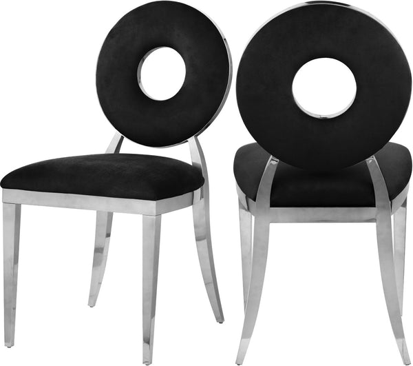 Carousel Velvet / Engineered Wood / Stainless Steel / Foam Contemporary Black Velvet Dining Chair - 18" W x 23.5" D x 35" H