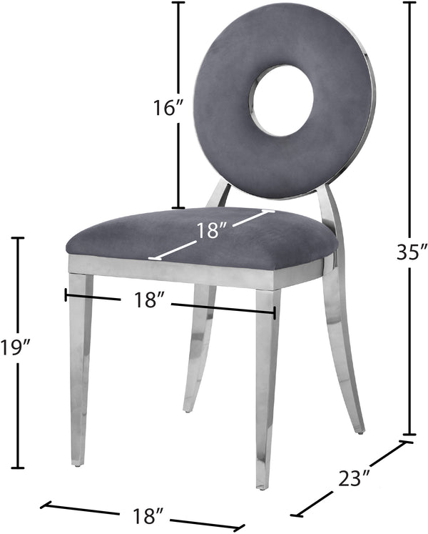 Carousel Velvet / Engineered Wood / Stainless Steel / Foam Contemporary Grey Velvet Dining Chair - 18" W x 23.5" D x 35" H
