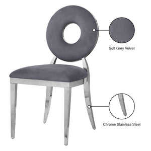 Carousel Velvet / Engineered Wood / Stainless Steel / Foam Contemporary Grey Velvet Dining Chair - 18" W x 23.5" D x 35" H
