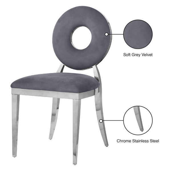 Carousel Velvet / Engineered Wood / Stainless Steel / Foam Contemporary Grey Velvet Dining Chair - 18" W x 23.5" D x 35" H