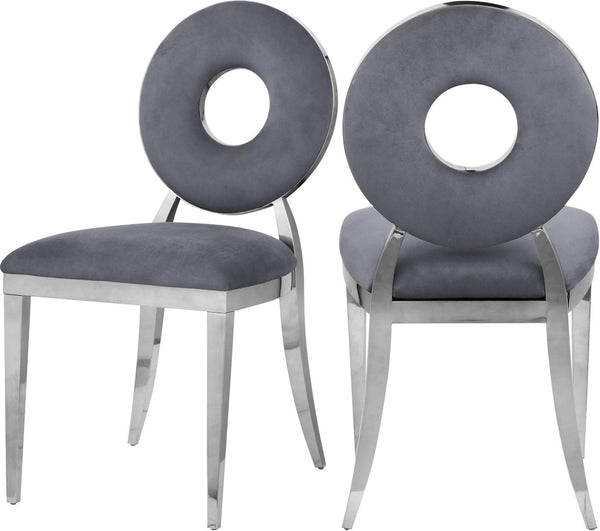 Carousel Velvet / Engineered Wood / Stainless Steel / Foam Contemporary Grey Velvet Dining Chair - 18" W x 23.5" D x 35" H