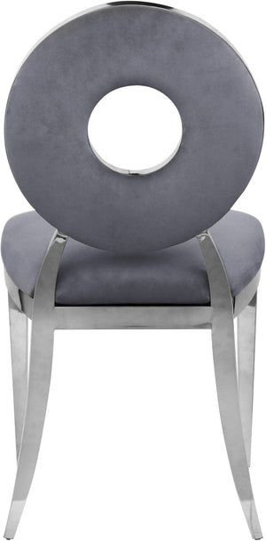 Carousel Velvet / Engineered Wood / Stainless Steel / Foam Contemporary Grey Velvet Dining Chair - 18" W x 23.5" D x 35" H