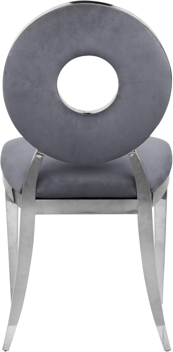 Carousel Velvet / Engineered Wood / Stainless Steel / Foam Contemporary Grey Velvet Dining Chair - 18" W x 23.5" D x 35" H