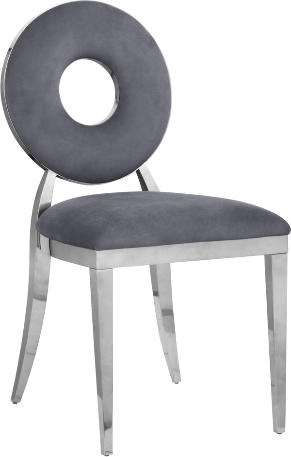 Carousel Velvet / Engineered Wood / Stainless Steel / Foam Contemporary Grey Velvet Dining Chair - 18" W x 23.5" D x 35" H