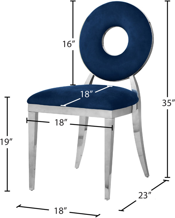 Carousel Velvet / Engineered Wood / Stainless Steel / Foam Contemporary Navy Velvet Dining Chair - 18" W x 23.5" D x 35" H