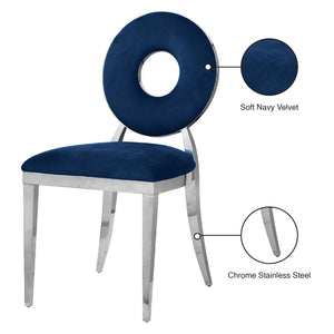 Carousel Velvet / Engineered Wood / Stainless Steel / Foam Contemporary Navy Velvet Dining Chair - 18" W x 23.5" D x 35" H