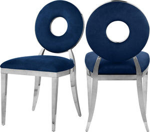 Carousel Velvet / Engineered Wood / Stainless Steel / Foam Contemporary Navy Velvet Dining Chair - 18" W x 23.5" D x 35" H