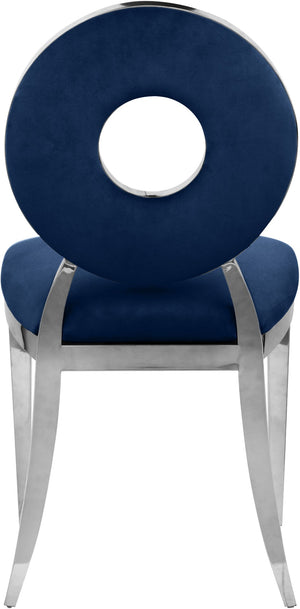 Carousel Velvet / Engineered Wood / Stainless Steel / Foam Contemporary Navy Velvet Dining Chair - 18" W x 23.5" D x 35" H