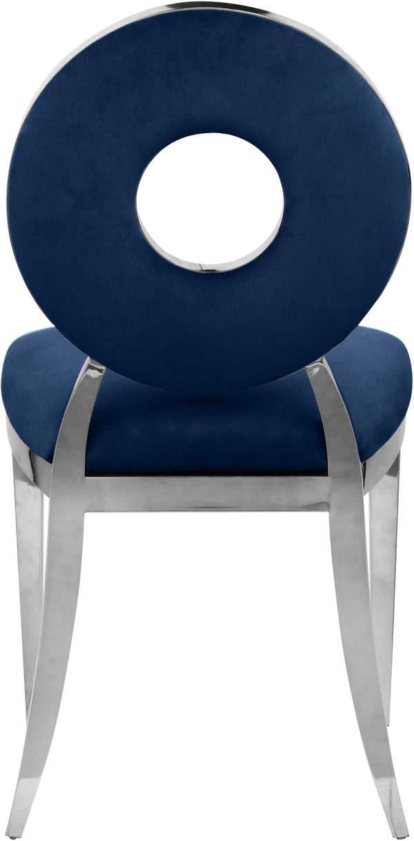 Carousel Velvet / Engineered Wood / Stainless Steel / Foam Contemporary Navy Velvet Dining Chair - 18" W x 23.5" D x 35" H