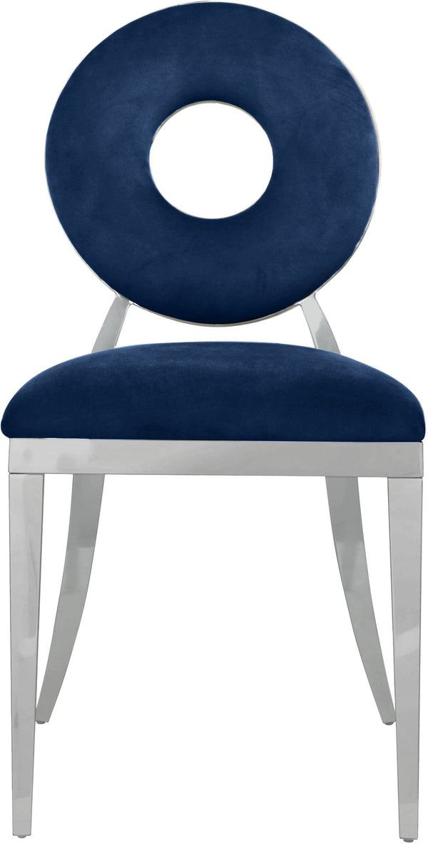 Carousel Velvet / Engineered Wood / Stainless Steel / Foam Contemporary Navy Velvet Dining Chair - 18" W x 23.5" D x 35" H