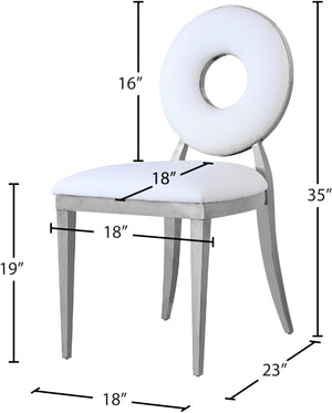 Carousel Faux Leather / Stainless Steel / Foam Contemporary White Faux Leather Dining Chair - 18" W x 23.5" D x 35" H