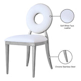 Carousel Faux Leather / Stainless Steel / Foam Contemporary White Faux Leather Dining Chair - 18" W x 23.5" D x 35" H