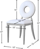 Carousel Faux Leather / Stainless Steel / Foam Contemporary White Faux Leather Dining Chair - 18" W x 23.5" D x 35" H