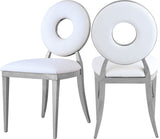 Carousel Faux Leather / Stainless Steel / Foam Contemporary White Faux Leather Dining Chair - 18" W x 23.5" D x 35" H