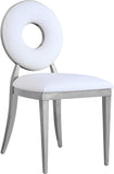 Carousel Faux Leather / Stainless Steel / Foam Contemporary White Faux Leather Dining Chair - 18" W x 23.5" D x 35" H