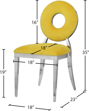 Carousel Velvet / Engineered Wood / Stainless Steel / Foam Contemporary Yellow Velvet Dining Chair - 18" W x 23.5" D x 35" H
