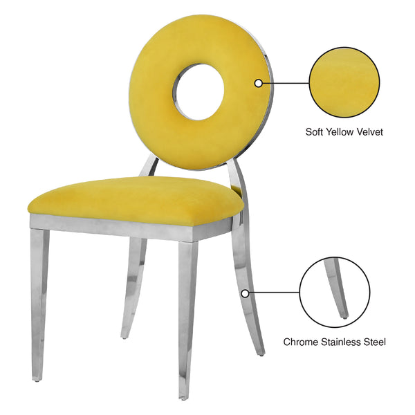Carousel Velvet / Engineered Wood / Stainless Steel / Foam Contemporary Yellow Velvet Dining Chair - 18" W x 23.5" D x 35" H