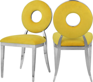 Carousel Velvet / Engineered Wood / Stainless Steel / Foam Contemporary Yellow Velvet Dining Chair - 18" W x 23.5" D x 35" H