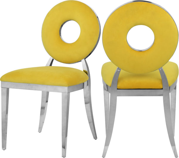 Carousel Velvet / Engineered Wood / Stainless Steel / Foam Contemporary Yellow Velvet Dining Chair - 18" W x 23.5" D x 35" H