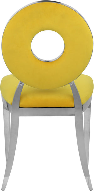 Carousel Velvet / Engineered Wood / Stainless Steel / Foam Contemporary Yellow Velvet Dining Chair - 18" W x 23.5" D x 35" H