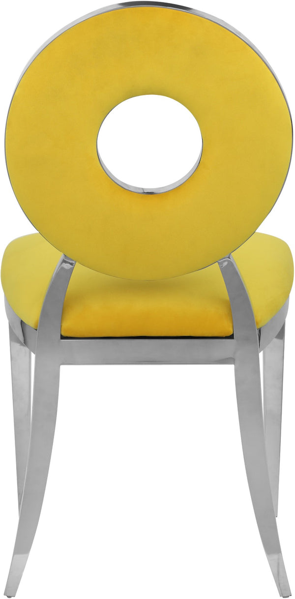 Carousel Velvet / Engineered Wood / Stainless Steel / Foam Contemporary Yellow Velvet Dining Chair - 18" W x 23.5" D x 35" H