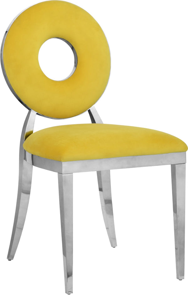 Carousel Velvet / Engineered Wood / Stainless Steel / Foam Contemporary Yellow Velvet Dining Chair - 18" W x 23.5" D x 35" H