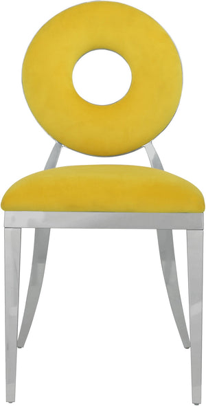 Carousel Velvet / Engineered Wood / Stainless Steel / Foam Contemporary Yellow Velvet Dining Chair - 18" W x 23.5" D x 35" H