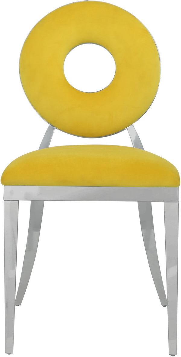 Carousel Velvet / Engineered Wood / Stainless Steel / Foam Contemporary Yellow Velvet Dining Chair - 18" W x 23.5" D x 35" H