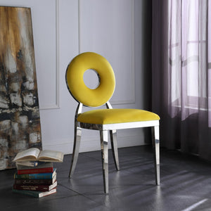 Carousel Velvet / Engineered Wood / Stainless Steel / Foam Contemporary Yellow Velvet Dining Chair - 18" W x 23.5" D x 35" H