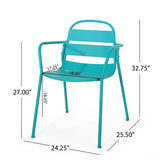 Terra Nova Outdoor 3 Piece Bistro Set, Matte Teal Noble House