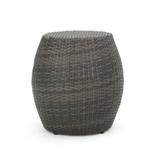 Canary Outdoor Grey Wicker 14 Inch Side Table Noble House