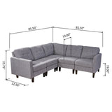 Delilah Mid Century Modern Sectional Sofa Set, Gray Tweed