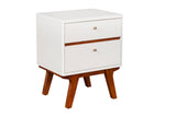 Alpine Furniture Dakota Two Drawer Nightstand 1974-02 White with Acorn Accents Mahogany Solids & Veneer 21 x 16 x 26