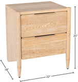 Oakwood Oak Wood / Plywood / Metal Mid Century White Oak Night Stand - 22" W x 18" D x 25" H