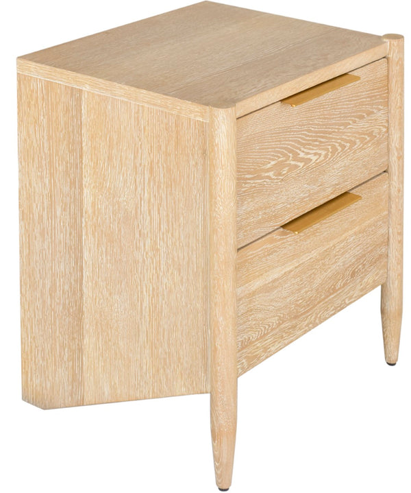 Oakwood Oak Wood / Plywood / Metal Mid Century White Oak Night Stand - 22" W x 18" D x 25" H
