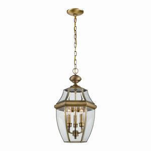 Ashford 12'' Wide 3-Light Outdoor Pendant - Antique Brass