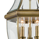 Ashford 12'' Wide 3-Light Outdoor Pendant - Antique Brass