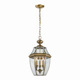 Ashford 12'' Wide 3-Light Outdoor Pendant - Antique Brass