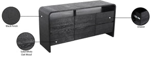 Cresthill Oak Wood Mid-Century Black Dresser - 60" W x 18" D x 30" H