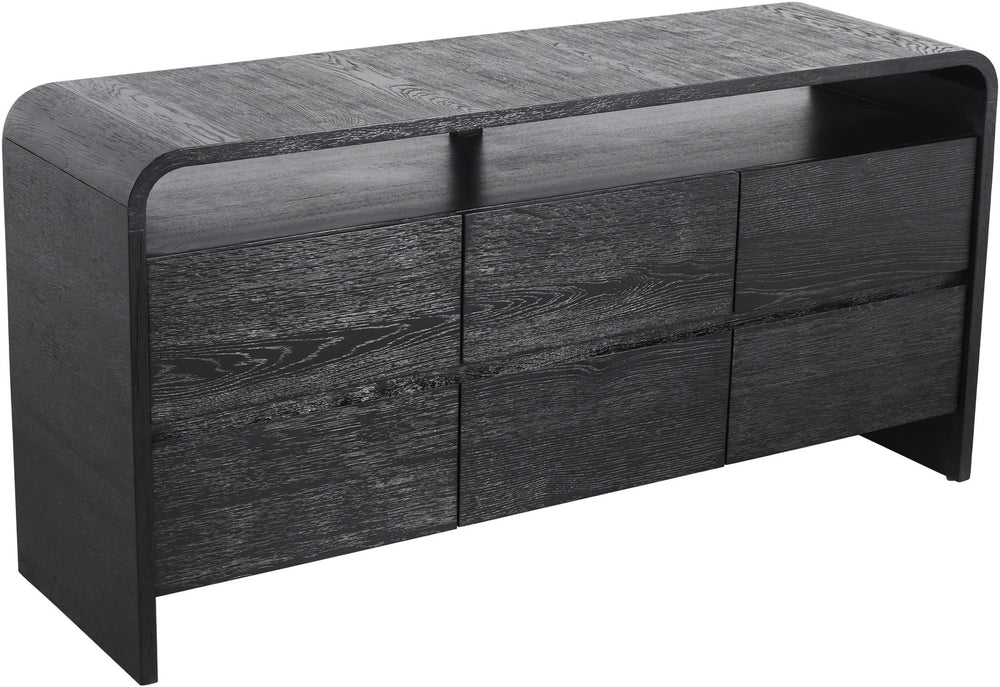 Cresthill Oak Wood Mid-Century Black Dresser - 60" W x 18" D x 30" H