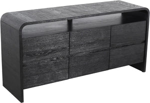 Cresthill Oak Wood Mid-Century Black Dresser - 60" W x 18" D x 30" H