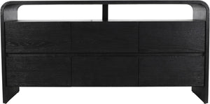 Cresthill Oak Wood Mid-Century Black Dresser - 60" W x 18" D x 30" H